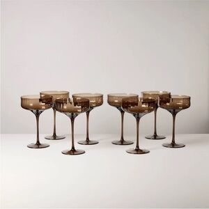 Hearth & Hand Set of 8 12oz Coupe Glasses Brown